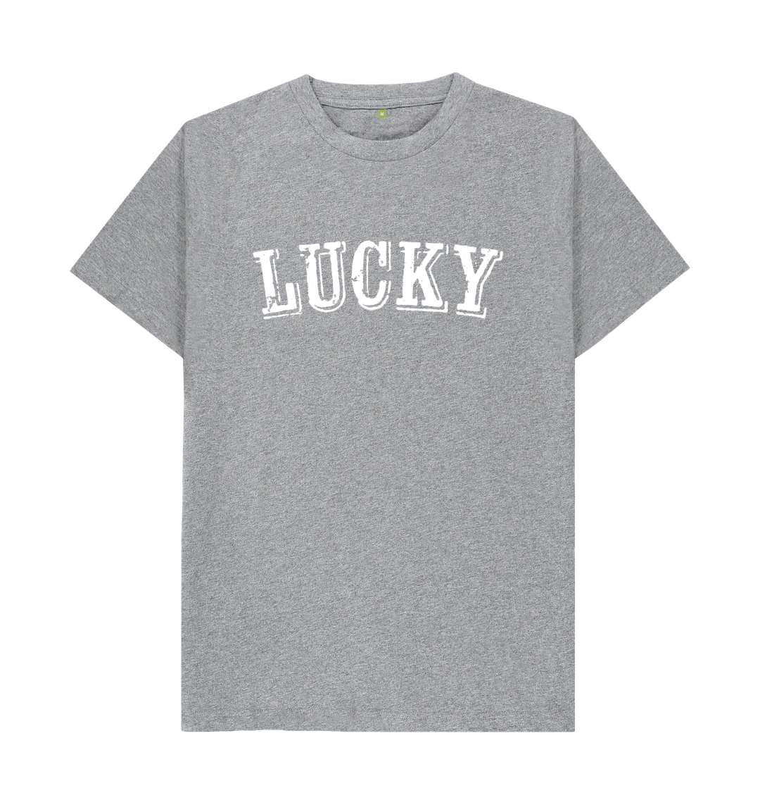 Athletic Grey BE LUCKY MENS T-SHIRT WITH WHITE LOG