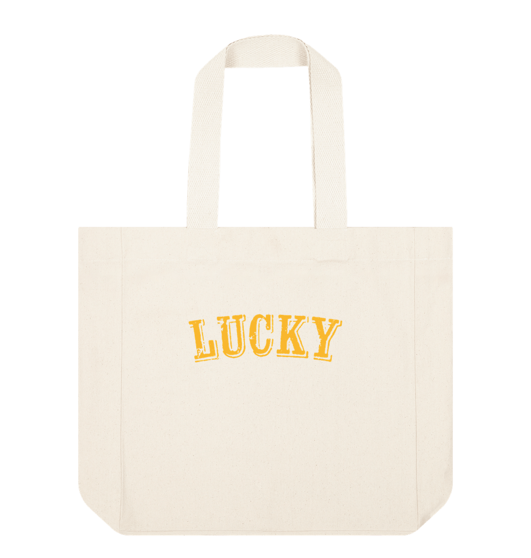 Natural NEW YORK TAXI YELLOW LUCKY LARGE SHOPPING BAG (NATURAL)