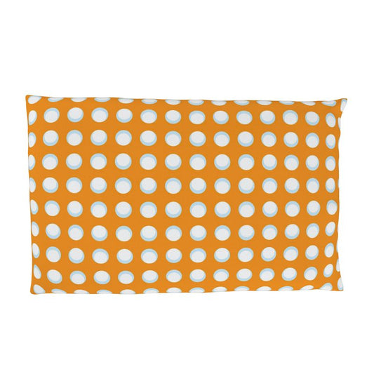 Orange with White and Blue Polka Dot Pillow Case (Busy Butterfly)
