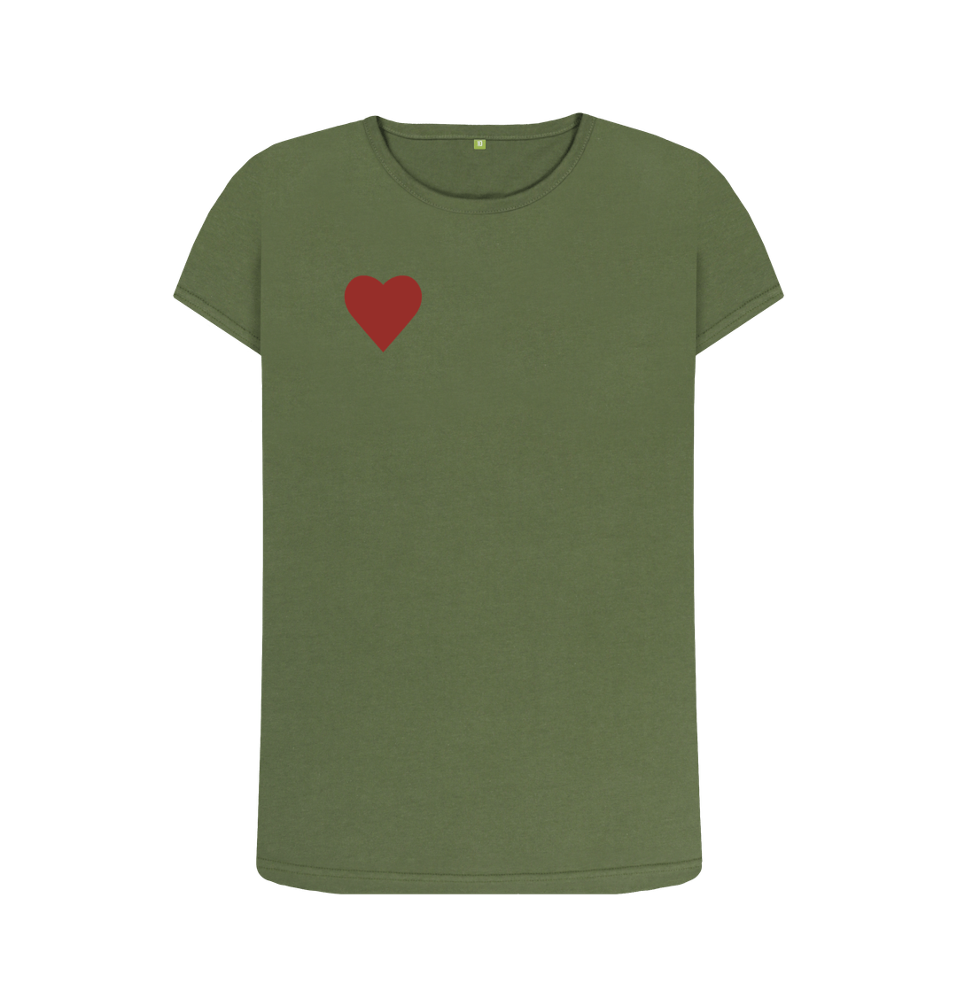 Khaki SIMPLE HEART CREW NECK T-SHIRT