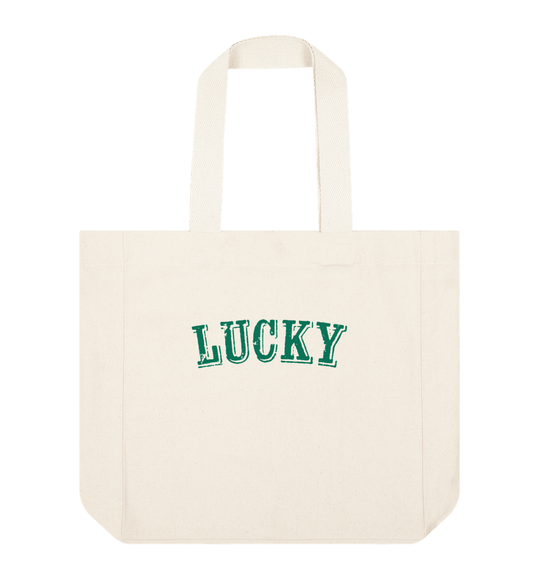 Natural VERMONT GREEN LUCKY LARGE SHOPPING TOTE BAG (NATURAL)