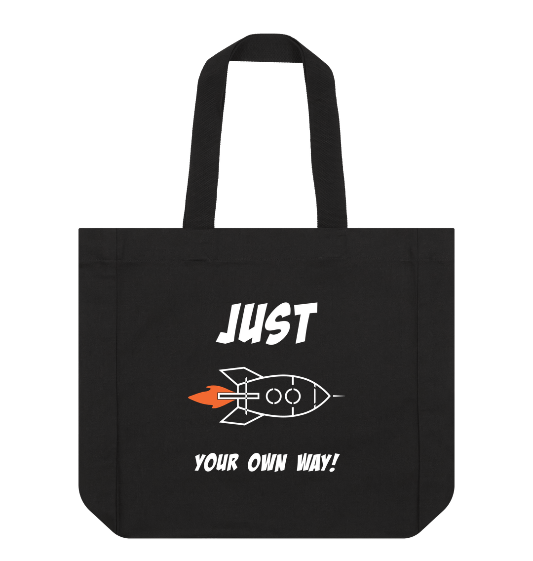 Black JUST ROCKET YOUR OWN WAY LARGE SHOPPER TOTE BAG (BLACK)