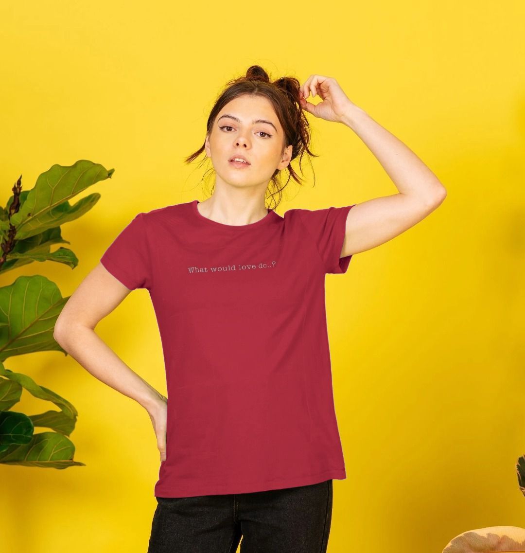 WHAT WOULD LOVE DO CREW NECK T-SHIRT - WHITE LETTERING