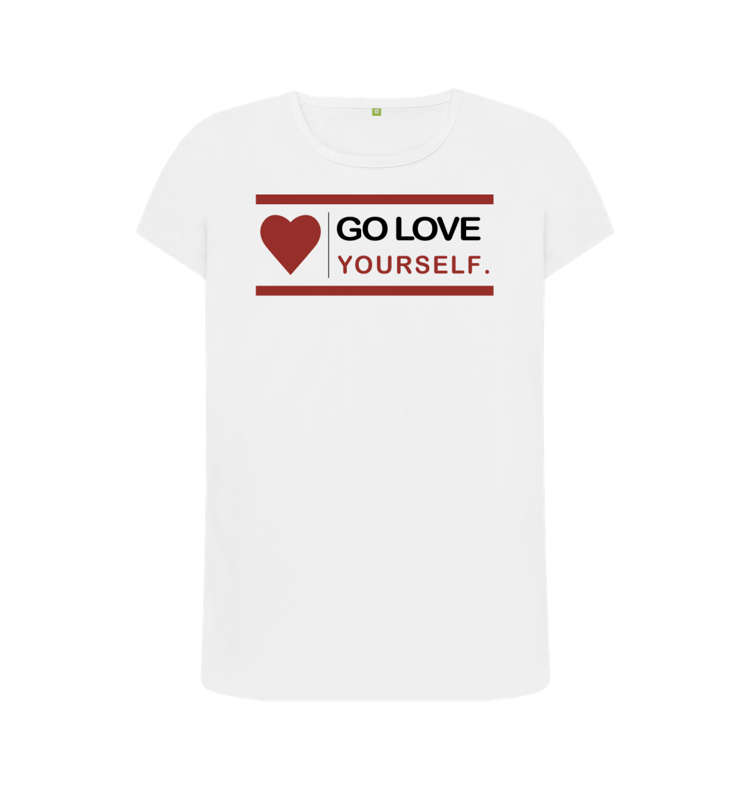 White GO LOVE YOURSELF WOMENS CREW NECK T-SHIRT