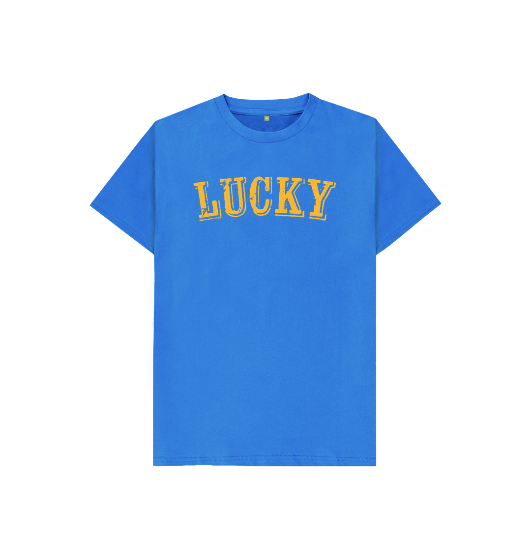 Bright Blue CHILDREN'S BE LUCKY T-SHIRT IN NEW YORK TAXI YELLOW