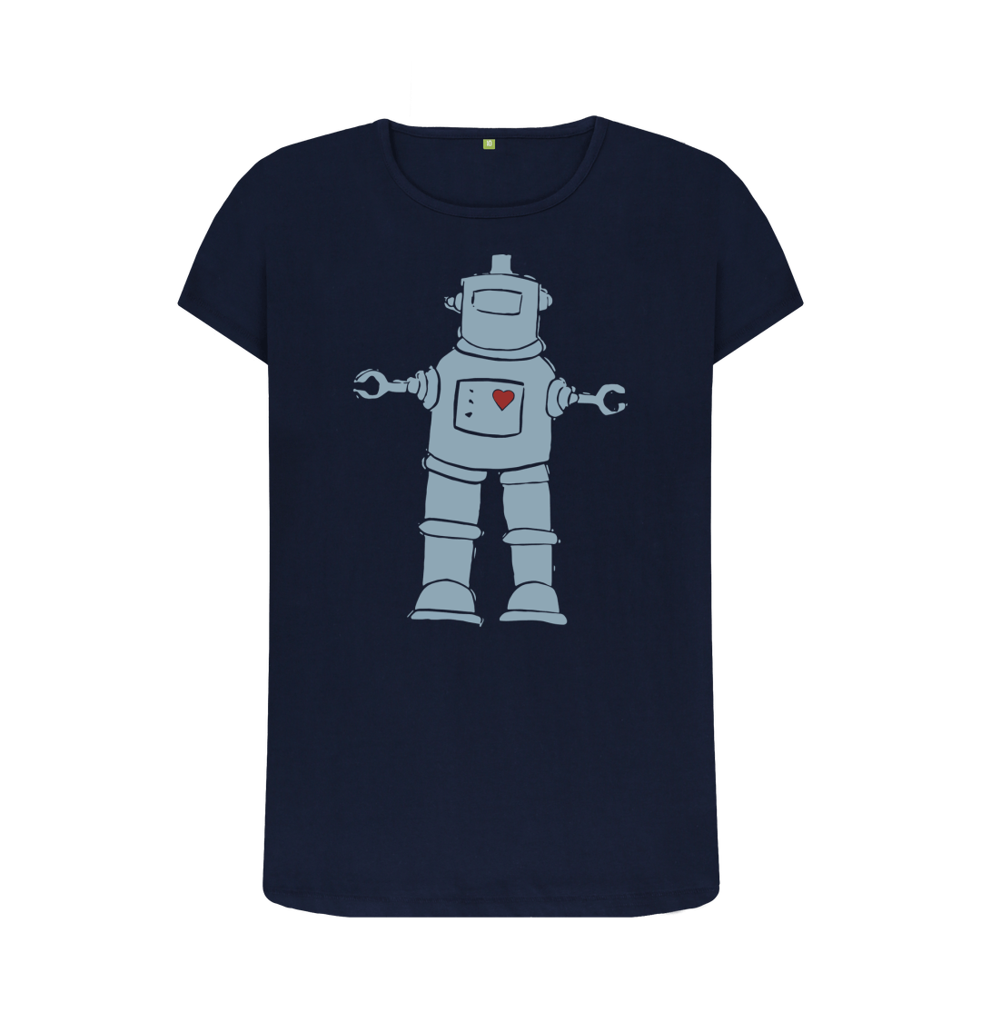 Navy Blue BLUE ROBOT CREW NECK T-SHIRT - Womens
