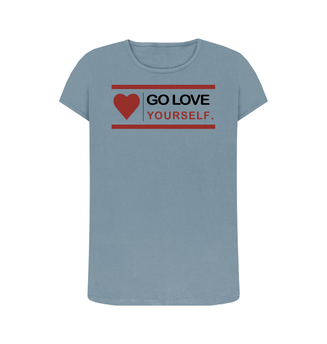 Stone Blue GO LOVE YOURSELF WOMENS CREW NECK T-SHIRT