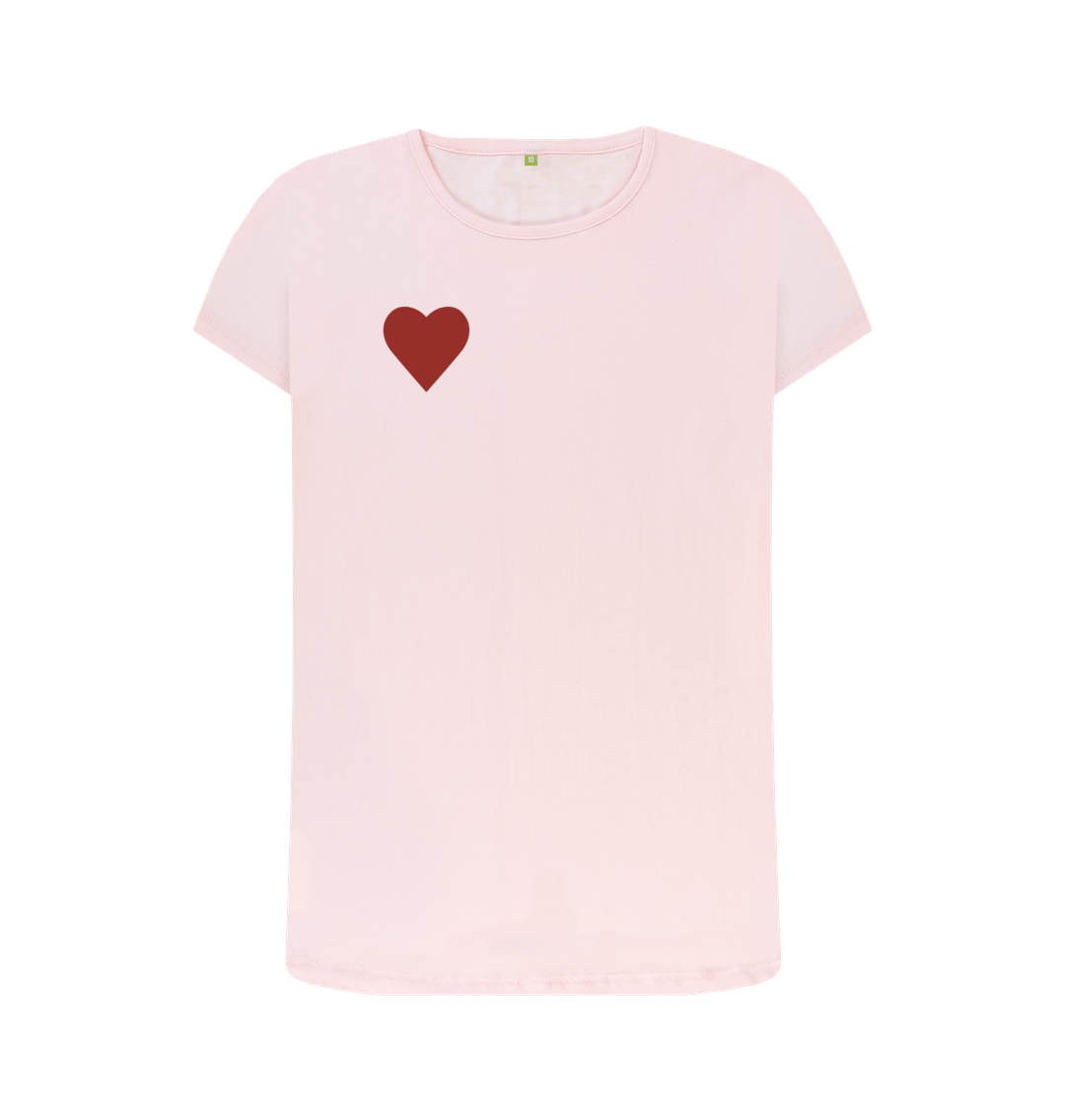Pink SIMPLE HEART CREW NECK T-SHIRT