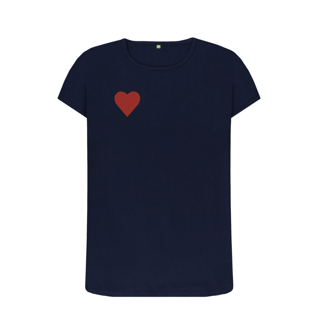 Navy Blue SIMPLE HEART CREW NECK T-SHIRT
