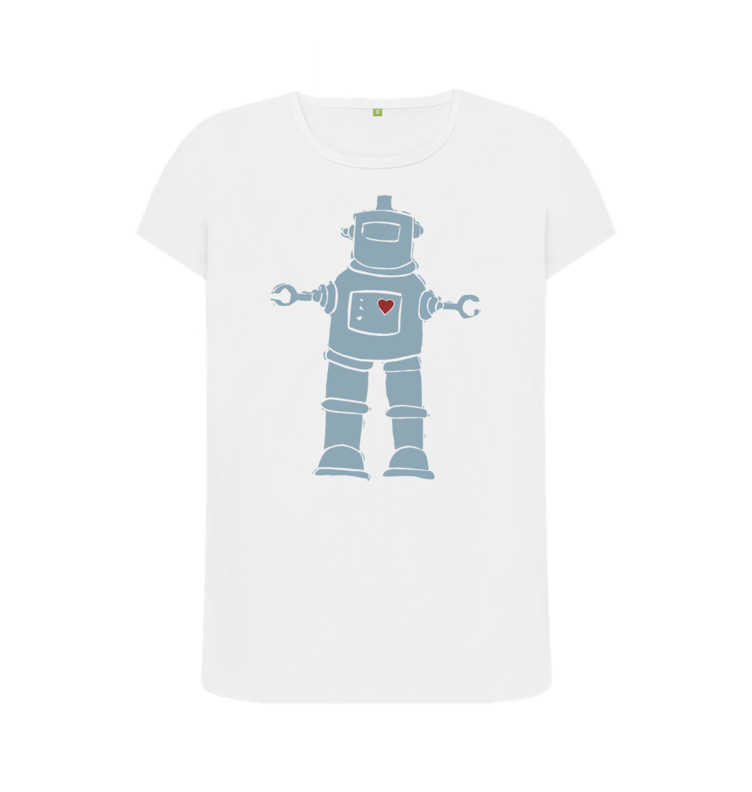 White BLUE ROBOT CREW NECK T-SHIRT - Womens