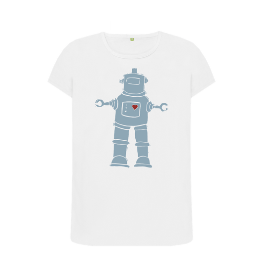 White BLUE ROBOT CREW NECK T-SHIRT - Womens