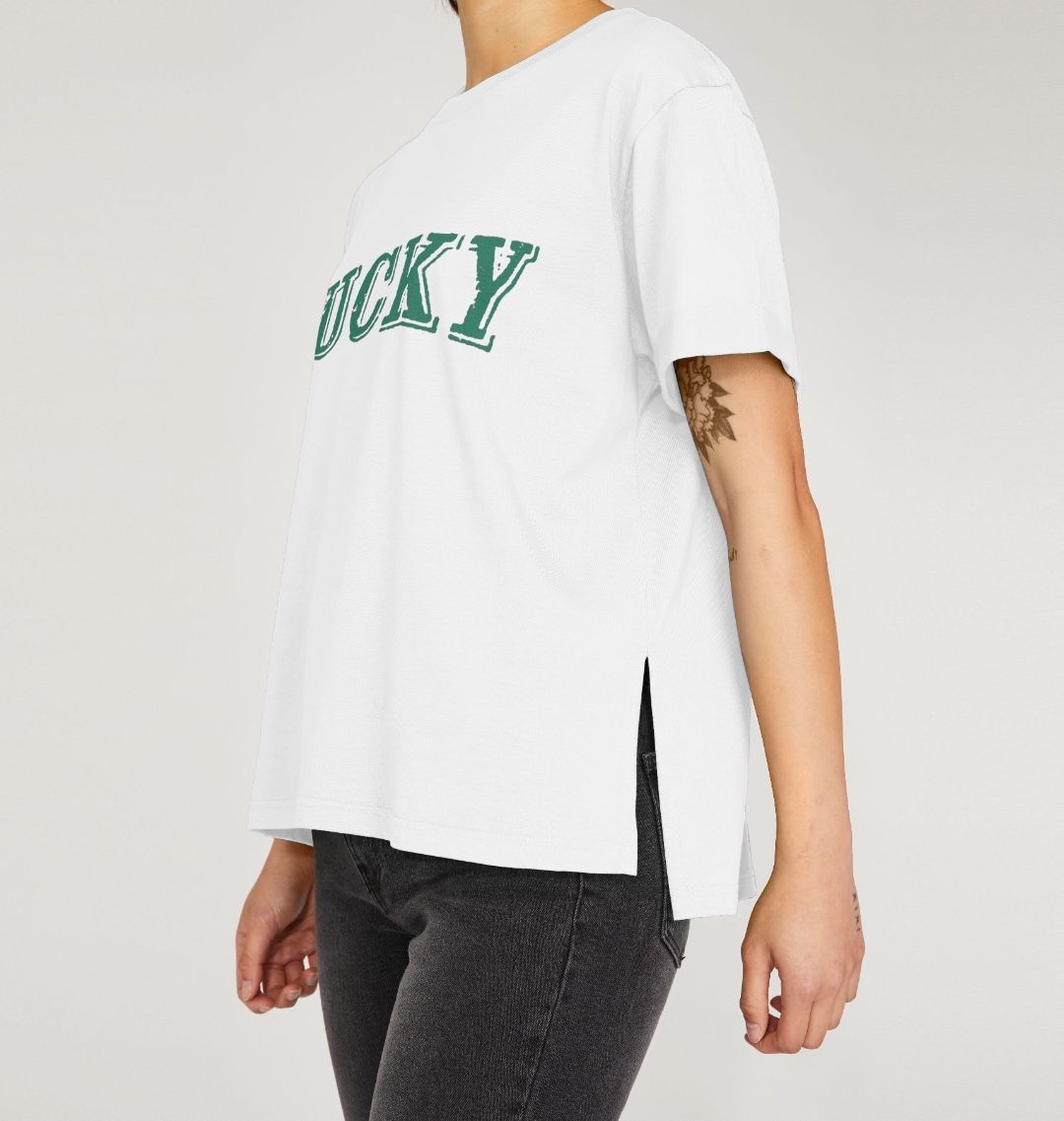 BE LUCKY T-SHIRT IN VERMONT GREEN - WOMEN'S RELAXED FIT