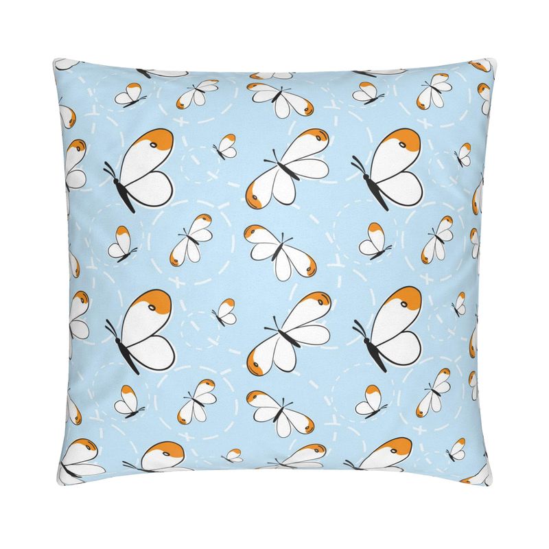 Busy Butterfly Orange and Blue Cushion cover