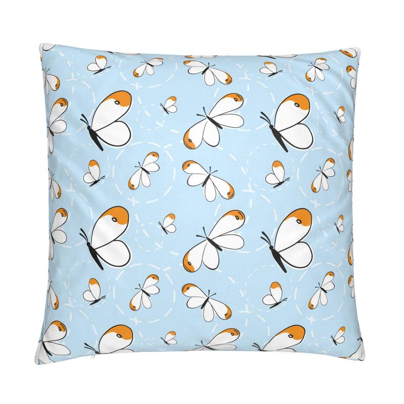 Busy Butterfly Orange and Blue Cushion cover