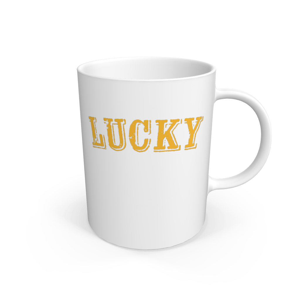 White BE LUCKY MUG IN NEW YORK TAXI YELLOW