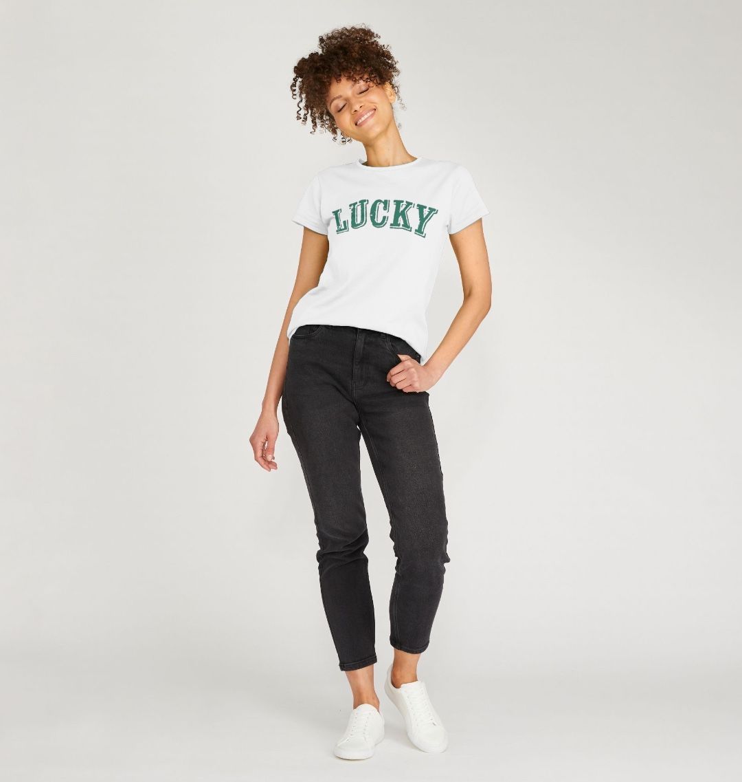 BE LUCKY T IN VERMONT GREEN - WOMENS CREW NECK T-SHIRT