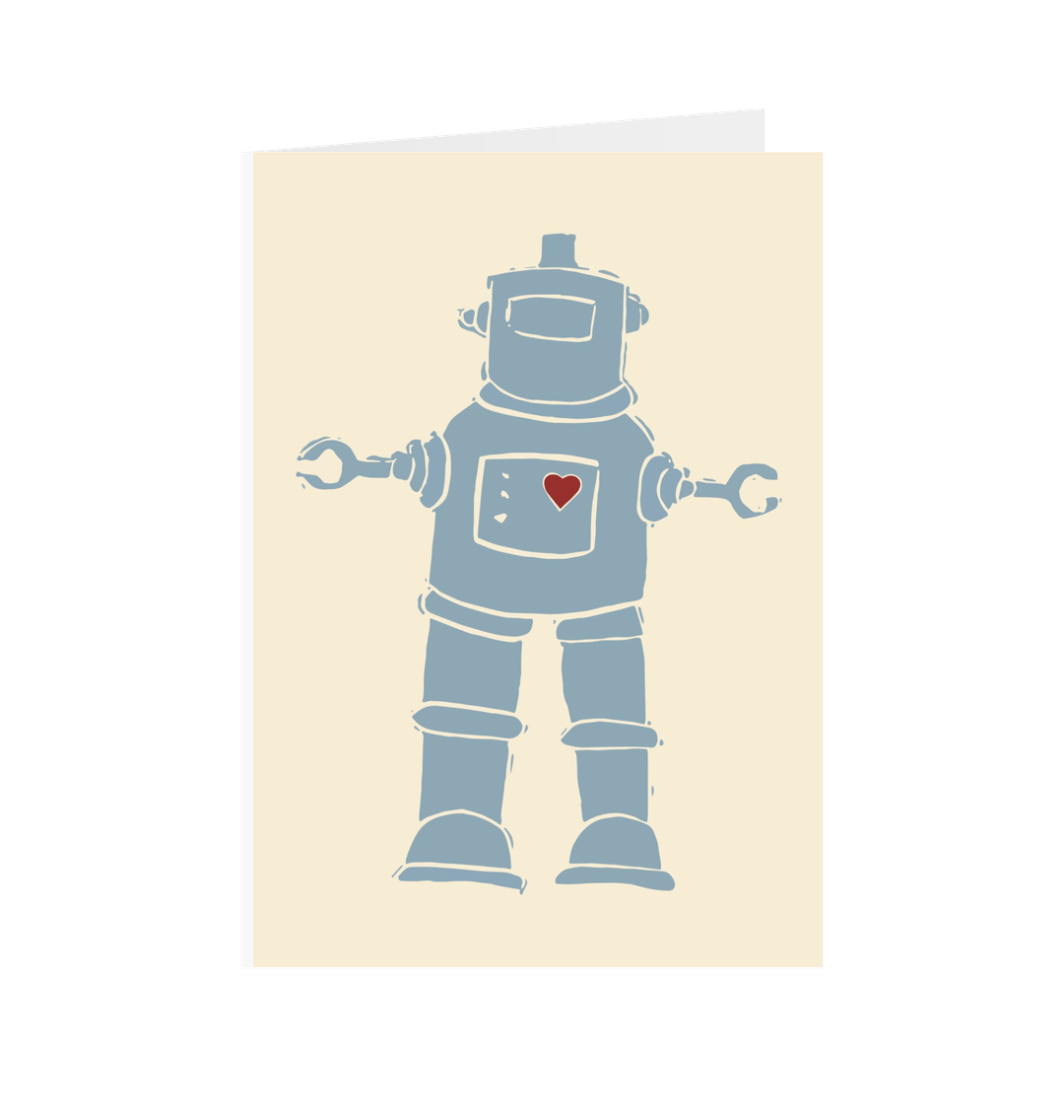 White Blue Robot - Card