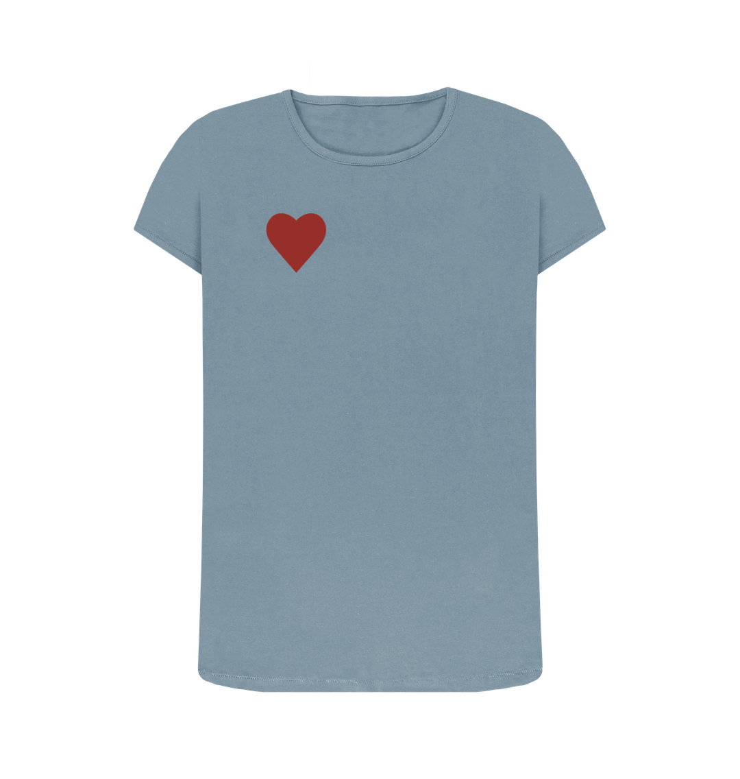 Stone Blue SIMPLE HEART CREW NECK T-SHIRT