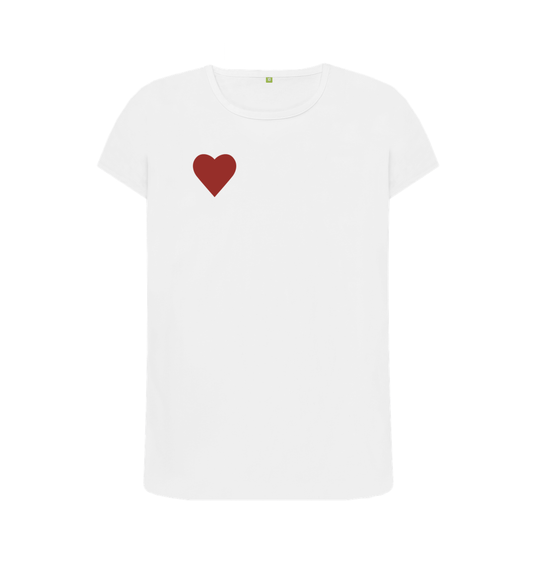 White SIMPLE HEART CREW NECK T-SHIRT